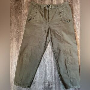 Olive Green Women’s Utility Pants with D-Ring Belt